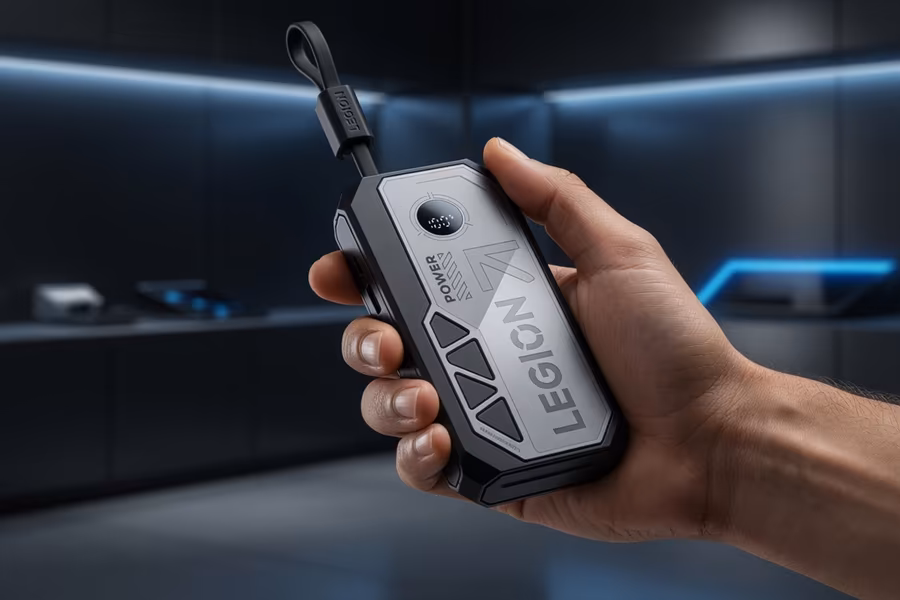 Lenovo Legion P5: зарядка на 100 Вт с экраном и встроенным кабелем Lenovo Legion P5: зарядка на 100 Вт с экраном и встроенным кабелем