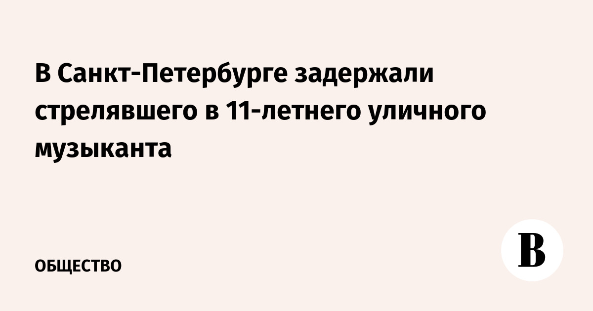 В Петербурге задержали мужчину, стрелявшего в 11-летнего уличного музыканта В Петербурге задержали мужчину, стрелявшего в 11-летнего уличного музыканта