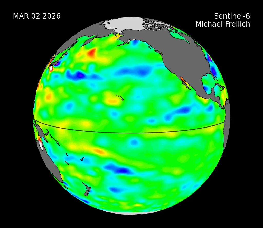 Спутник NASA и Европы зафиксировал приход теплой воды: предвестник Эль-Ниньо