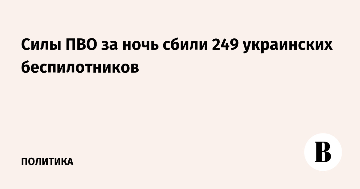 Российские ПВО сбили 249 украинских беспилотников за ночь