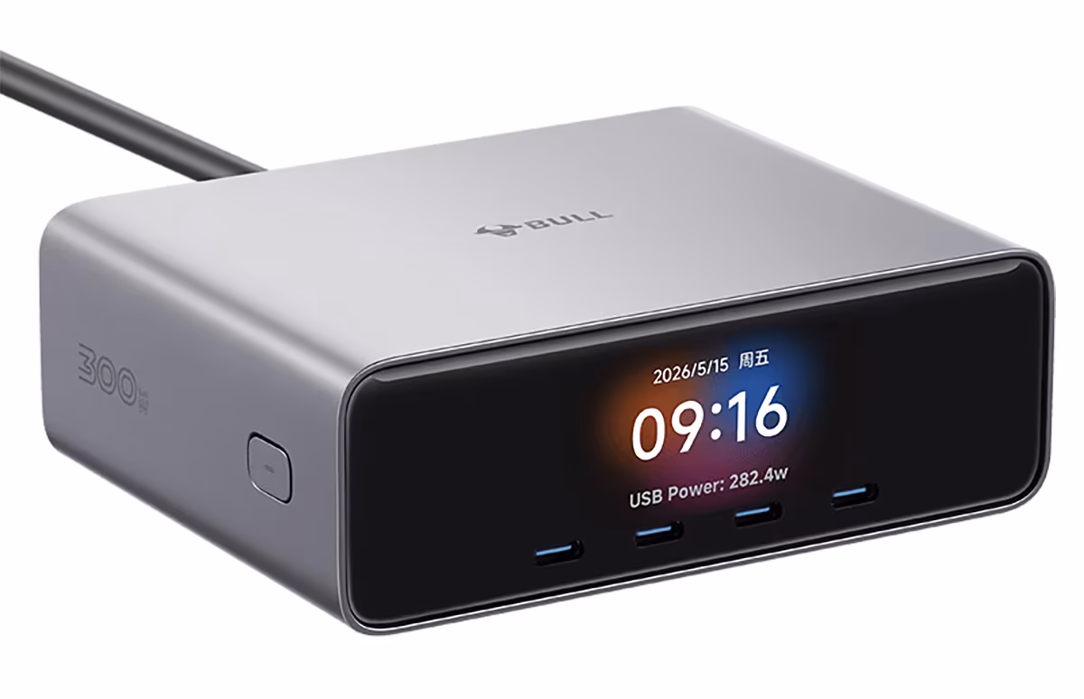 Bull представила зарядную станцию с 3-дюймовым экраном, 6 USB и 300 Вт