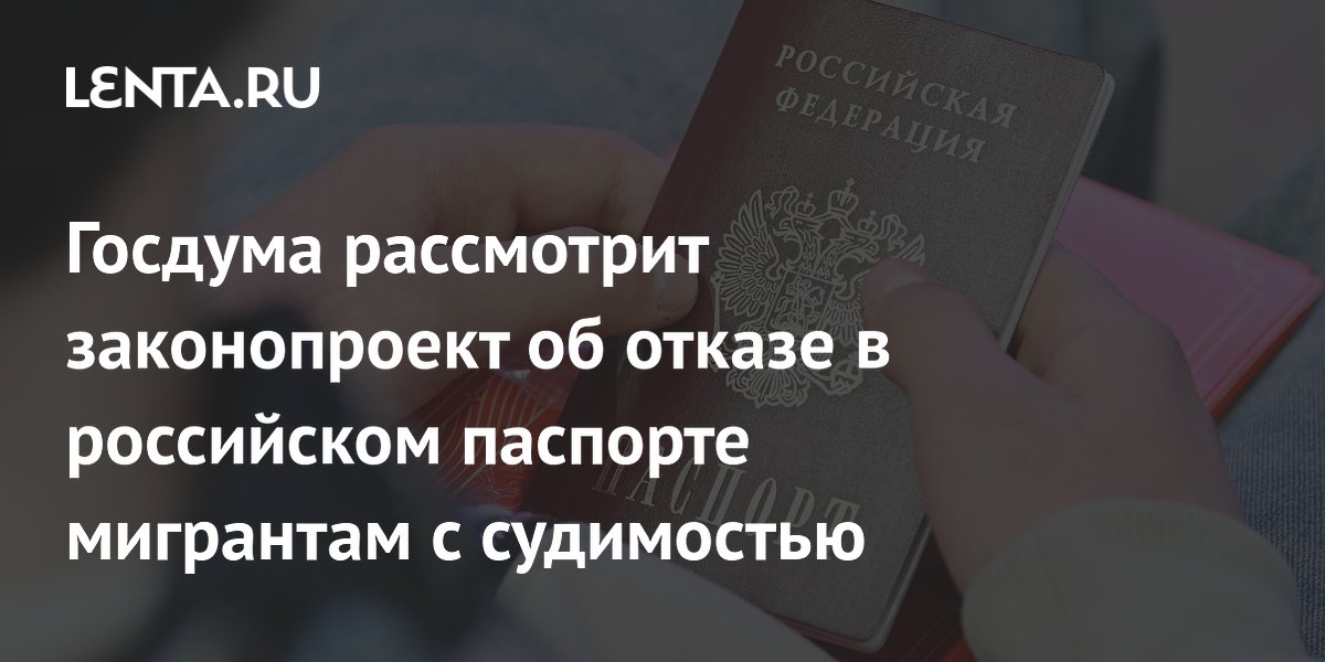 Госдума рассмотрит законопроект об отказе в гражданстве РФ мигрантам с судимостью