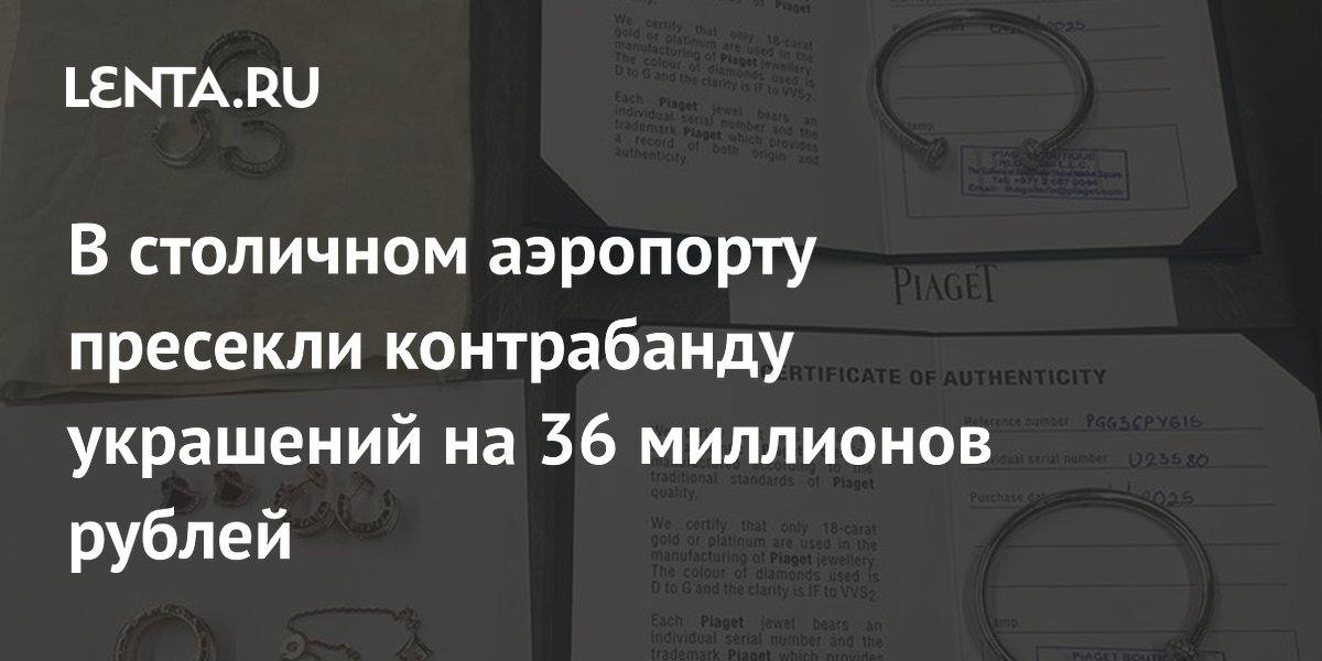 Контрабанда ювелирных изделий на 36 млн рублей пресечена в Шереметьево