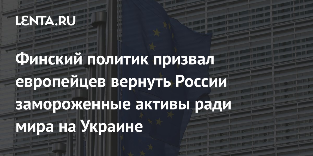 Финский политик призвал ЕС вернуть России замороженные активы ради мира на Украине
