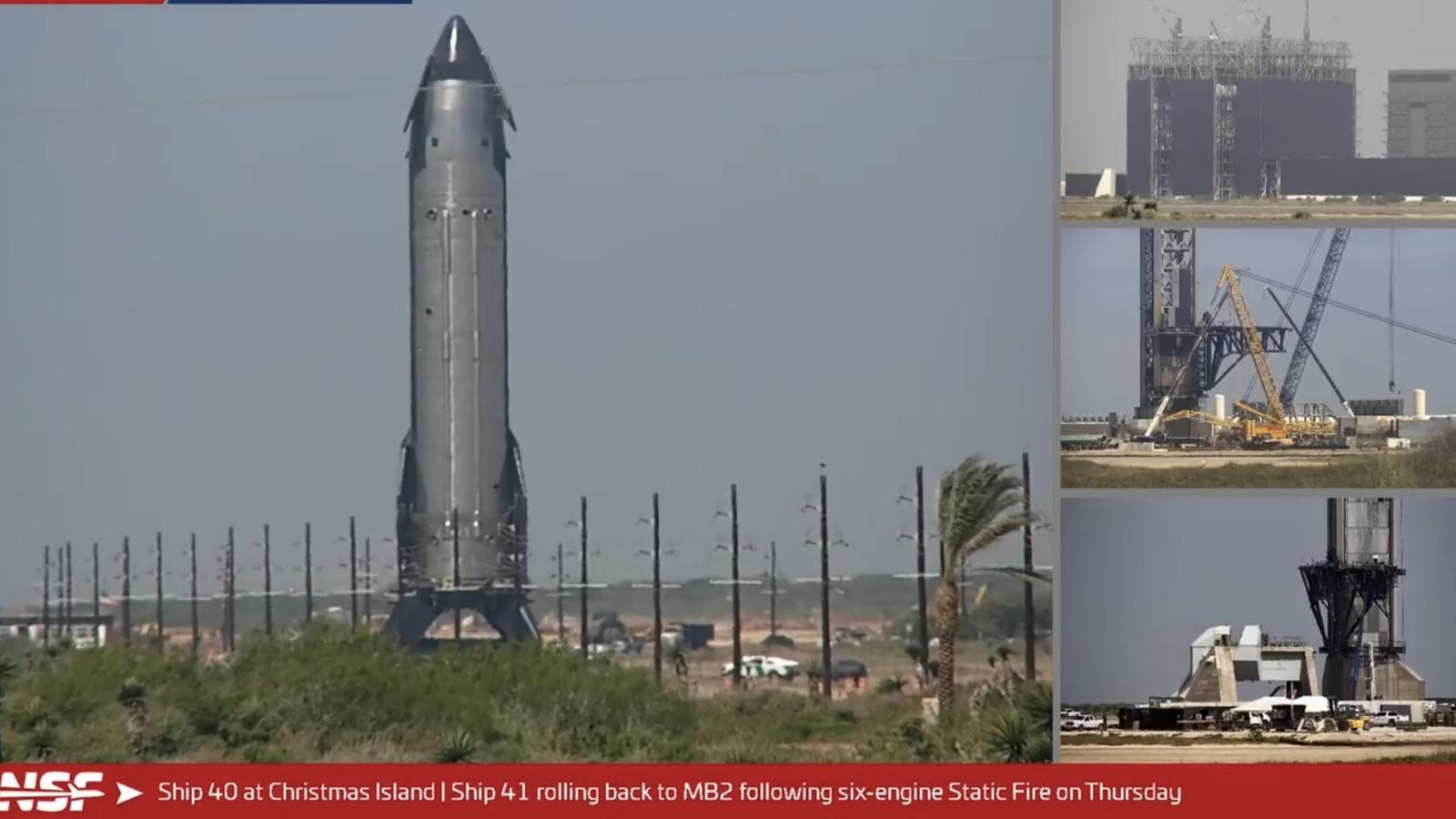 Starship возвращается в ангар после прожига перед первым орбитальным запуском